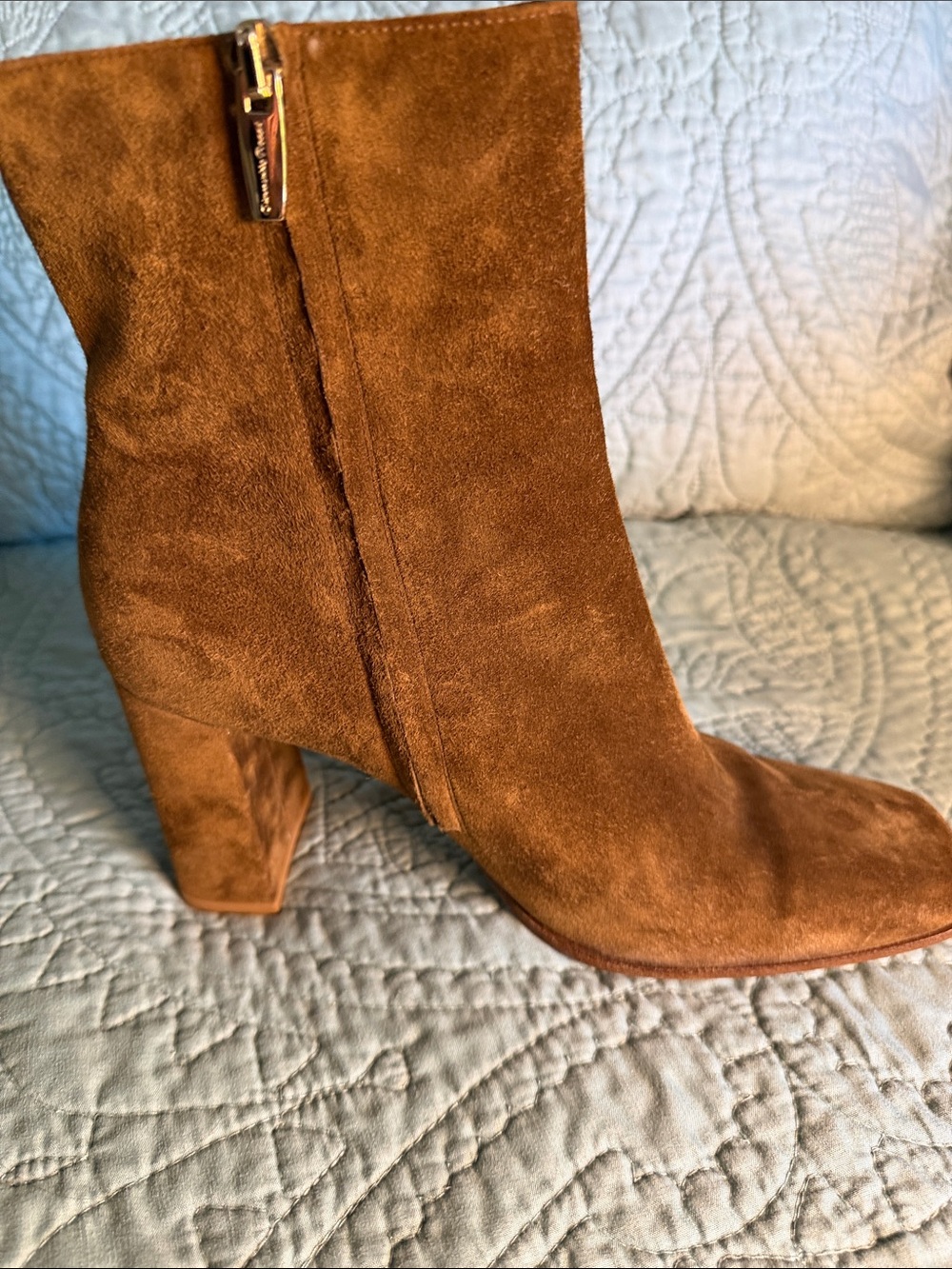 Gianvito Rossi Chestnut Suede Block Heel Ankle Boots - Picture 4 of 7